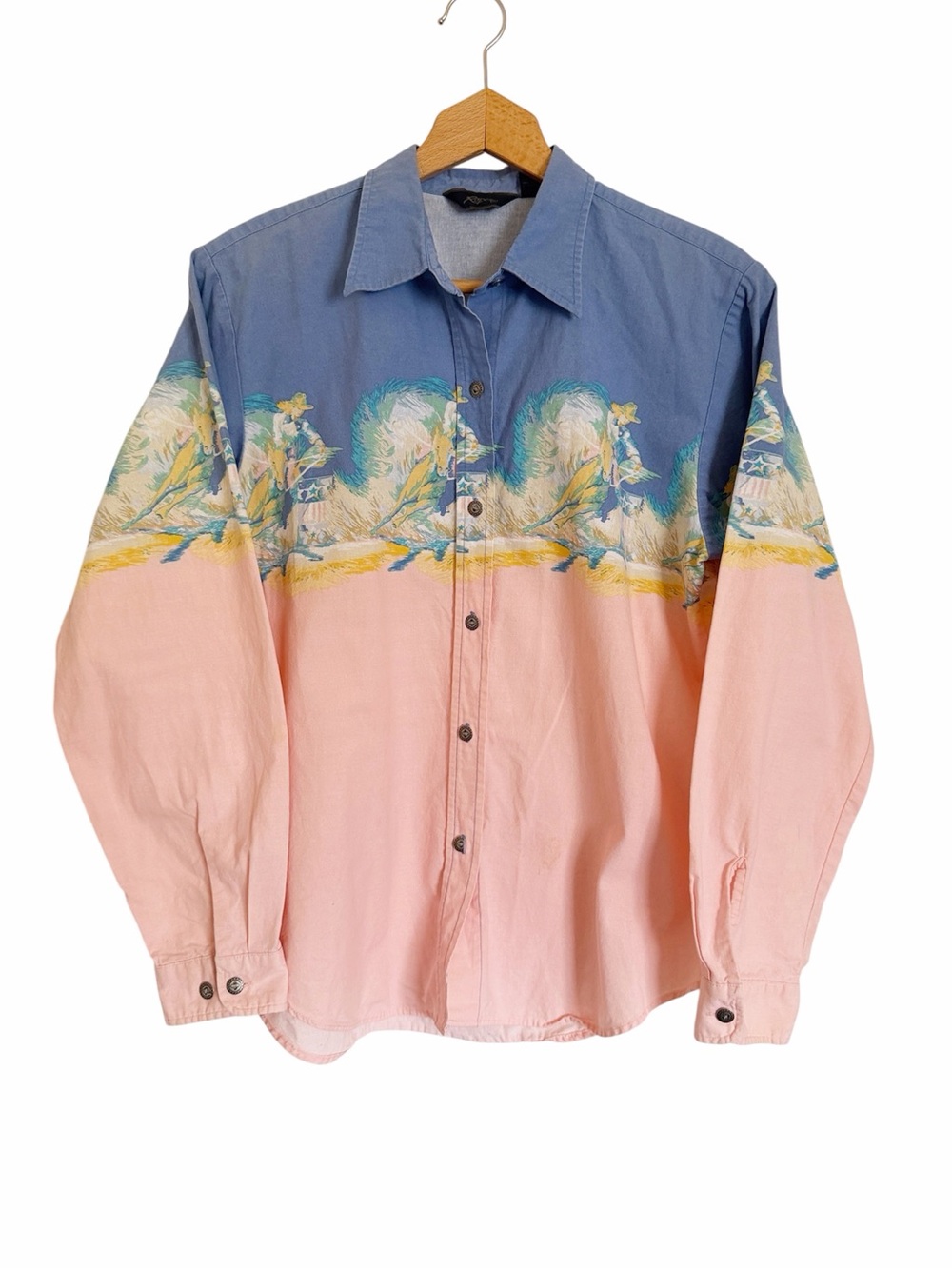 Vintage Roper Colorblock Border Ladies Rodeo Cowboy Western Shirt size M